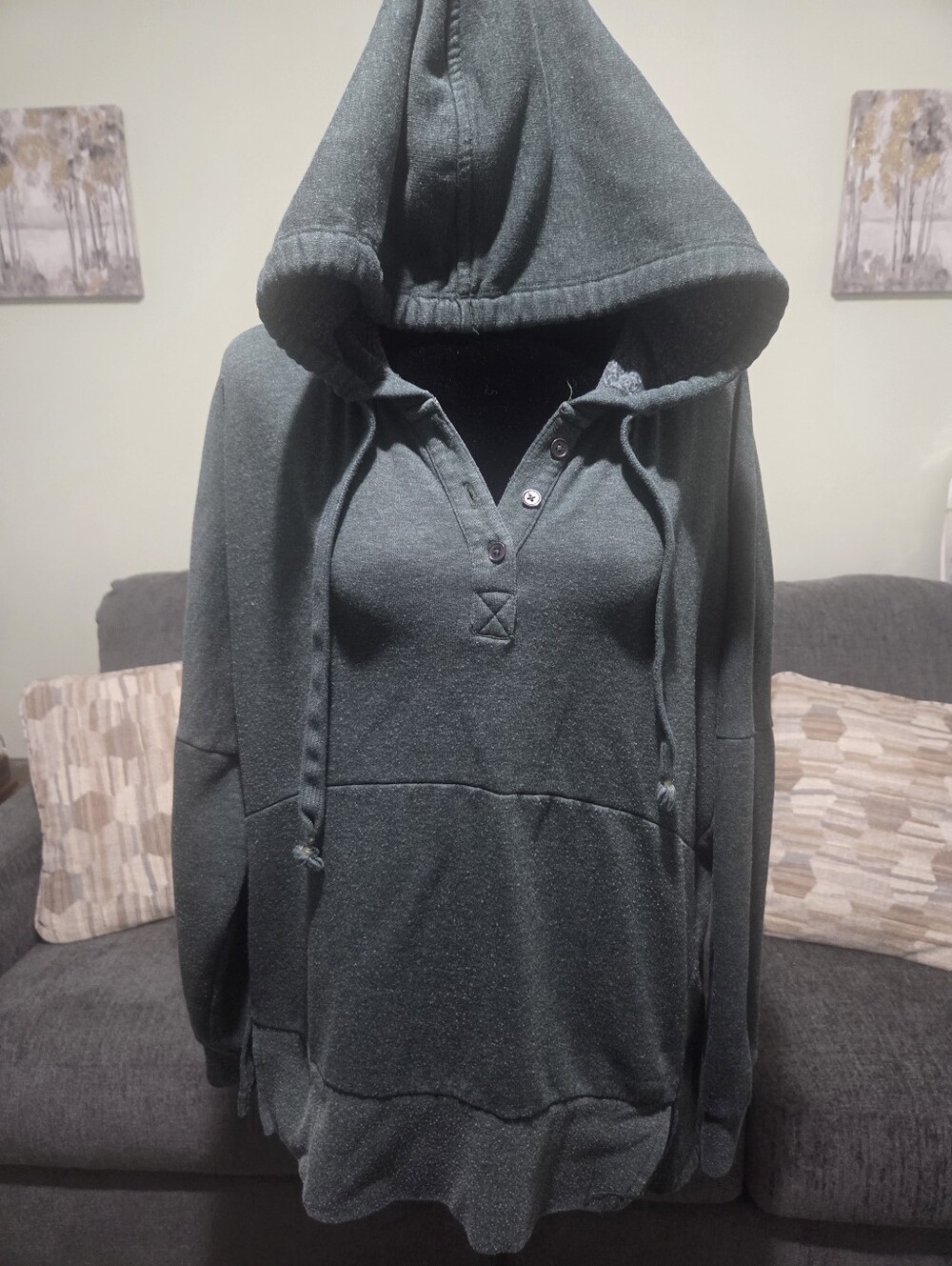 Wonderly Dark Green Hooded Pullover Sweater